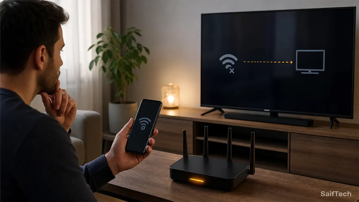 حل مشكلة عدم اتصال الهاتف بالتلفاز وفحص شبكة Wi-Fi
