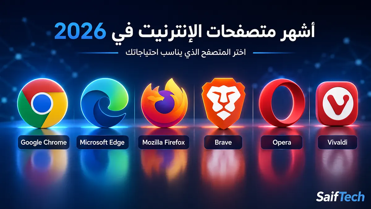 أفضل متصفح إنترنت في 2026: مقارنة شاملة بين Chrome وEdge وFirefox وBrave وأفضل البدائل
